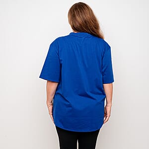 La Marey Navy Butterfly Pattern Short Sleeve Tops - One Size Fits Most