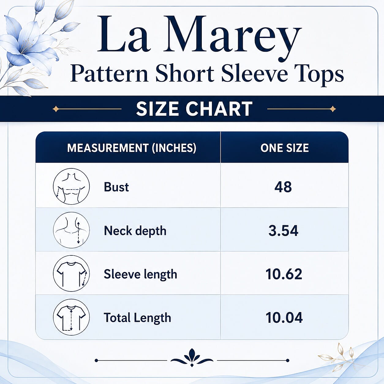 La Marey Navy Butterfly Pattern Short Sleeve Tops - One Size Fits Most