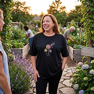 La Marey Black Dandelion Pattern Short Sleeve Tops - One Size Fits Most