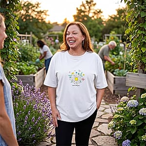La Marey White Daisy Pattern Short Sleeve Tops - One Size Fits Most