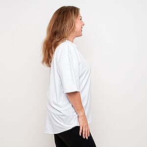 La Marey White Daisy Pattern Short Sleeve Tops - One Size Fits Most