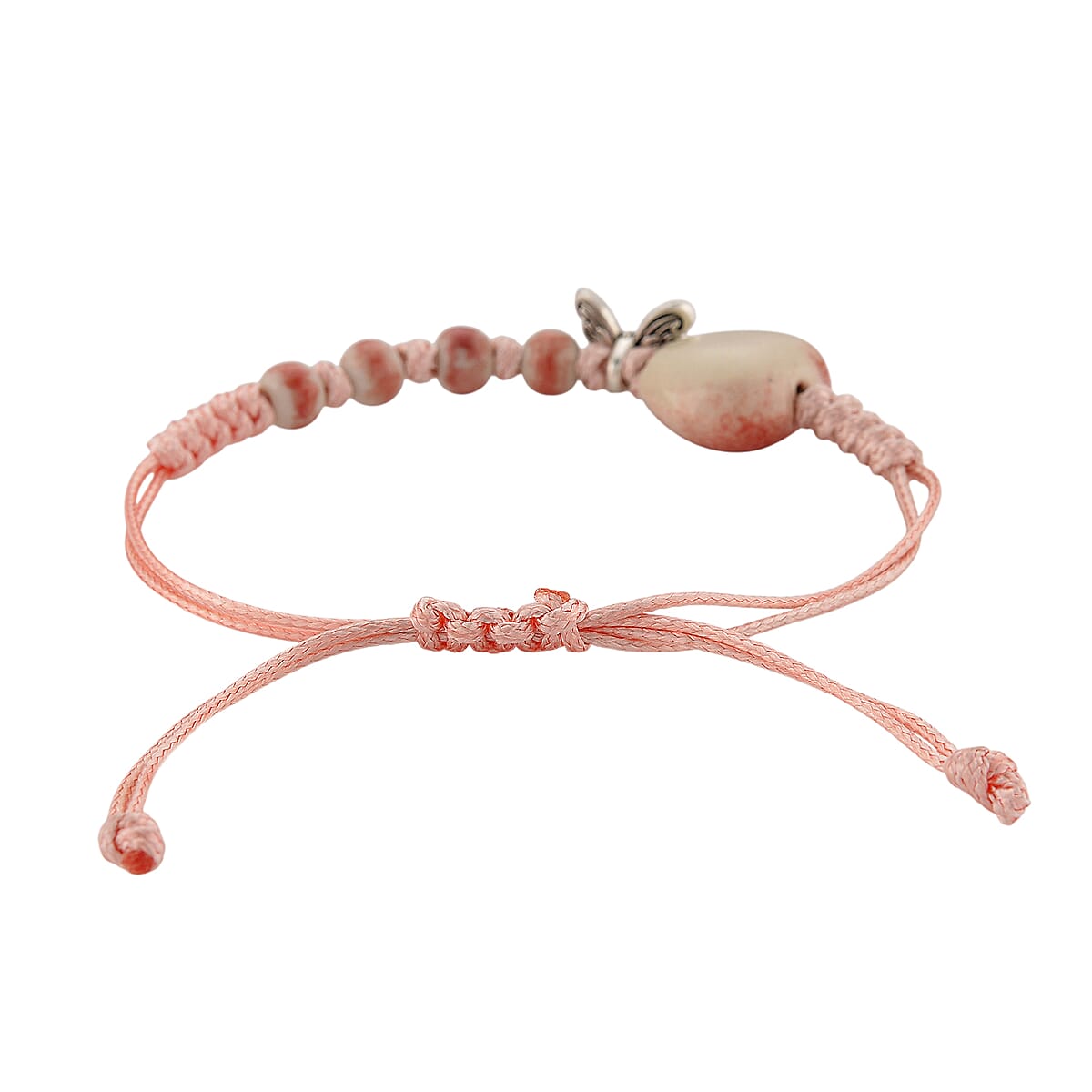 Strada SL68 Quartz Movement Keychain Watch with Flower Charms Strap and Nylon Bracelet with Ceramic Charms in Silvertone (7-7.5In) image number 5