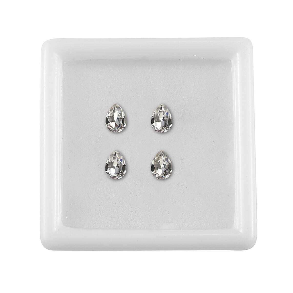 1.42 ctw Pear Cut White Swarovski Crystal Loose Stone (Set Of 4) (6x4 mm) image number 2