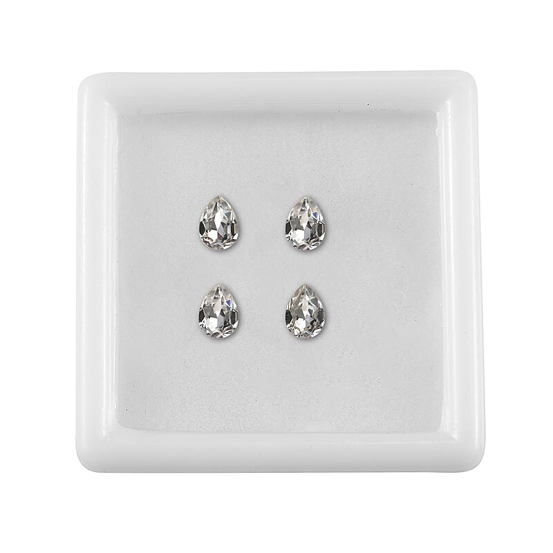 1.42 ctw Pear Cut White Swarovski Crystal Loose Stone (Set Of 4) (6x4 mm)