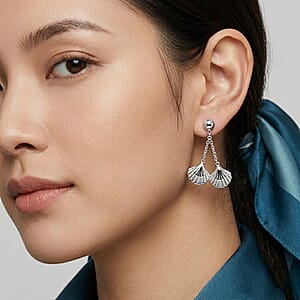 Ocean Shell Dangle Earrings in Stainless Steel