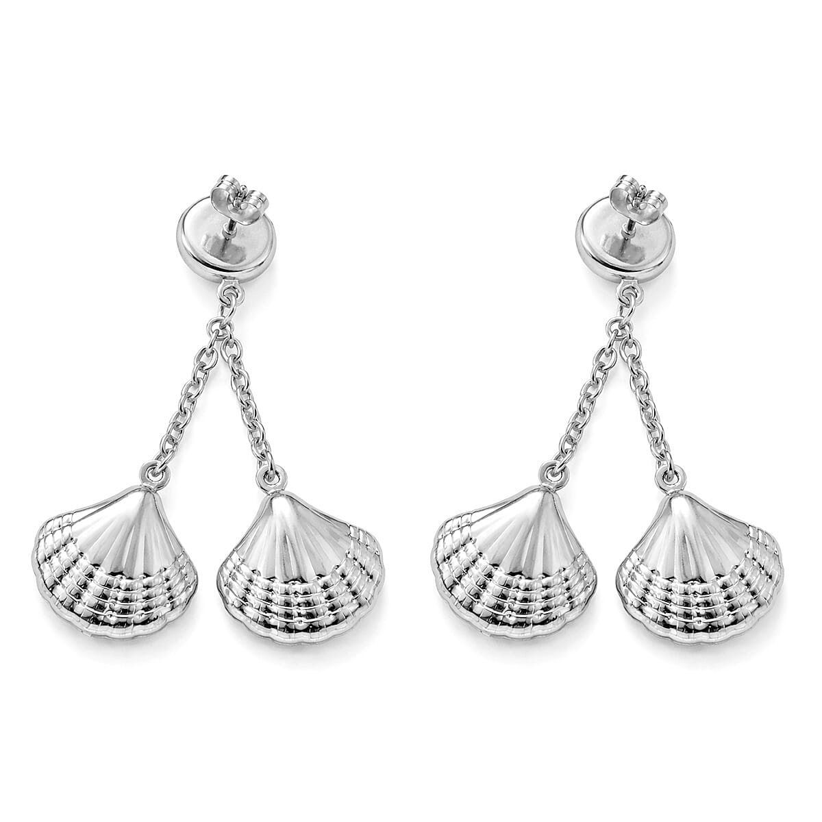 Ocean Shell Dangle Earrings in Stainless Steel image number 3