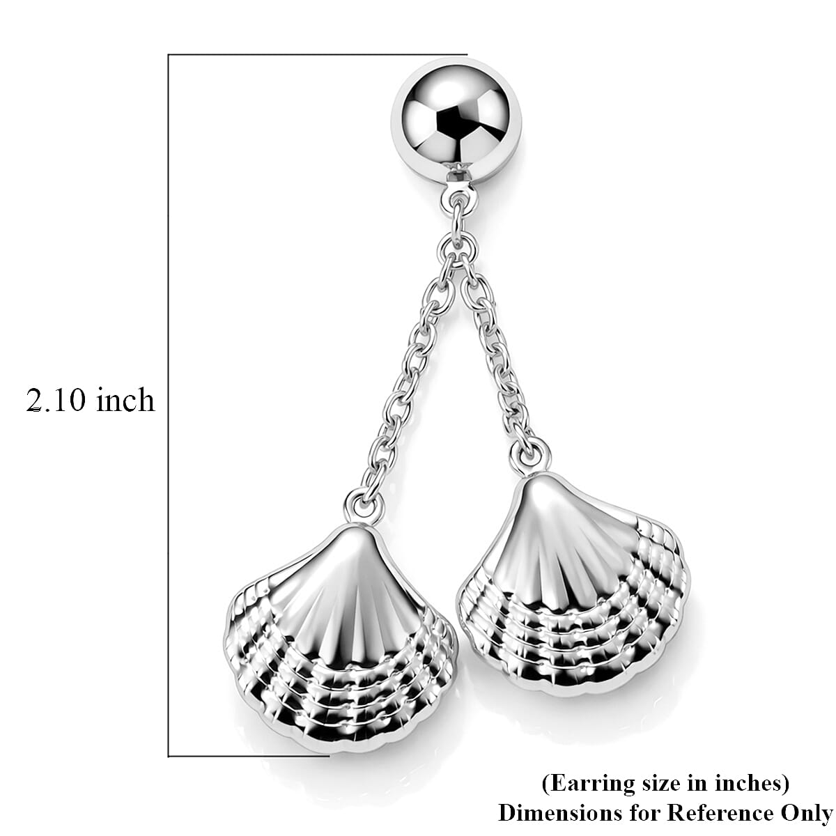 Ocean Shell Dangle Earrings in Stainless Steel image number 4