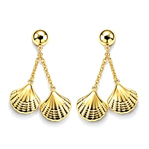 Ocean Shell Dangle Earrings in ION Plated YG Stainless Steel