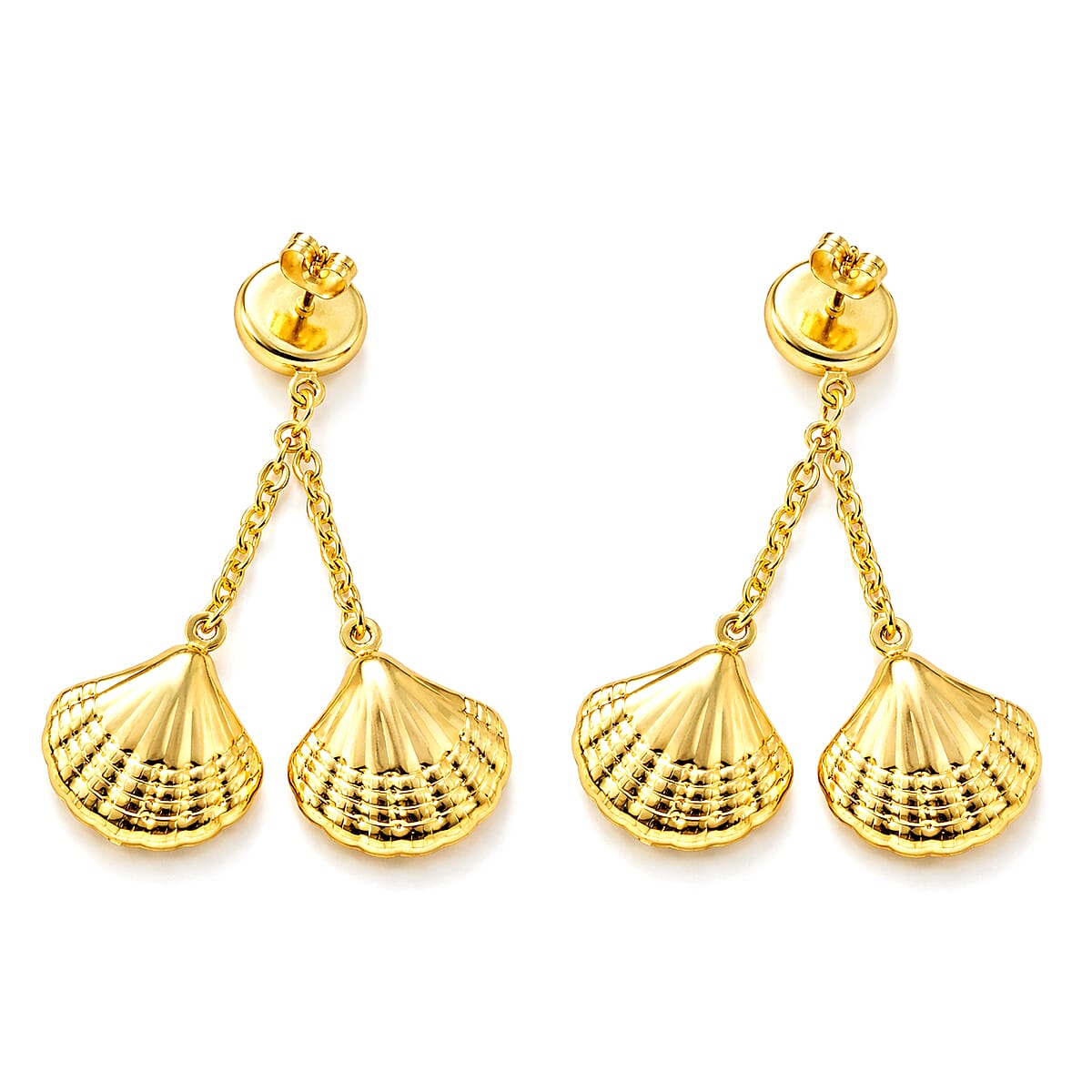 Ocean Shell Dangle Earrings in ION Plated YG Stainless Steel image number 3