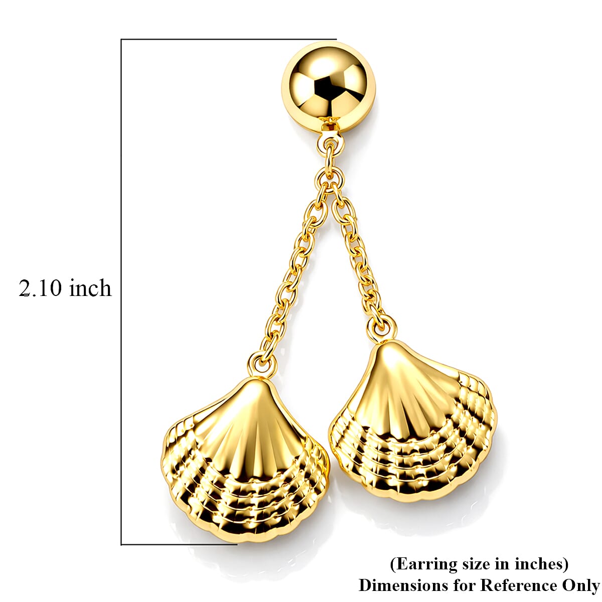 Ocean Shell Dangle Earrings in ION Plated YG Stainless Steel image number 4