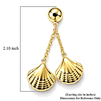 Ocean Shell Dangle Earrings in ION Plated YG Stainless Steel
