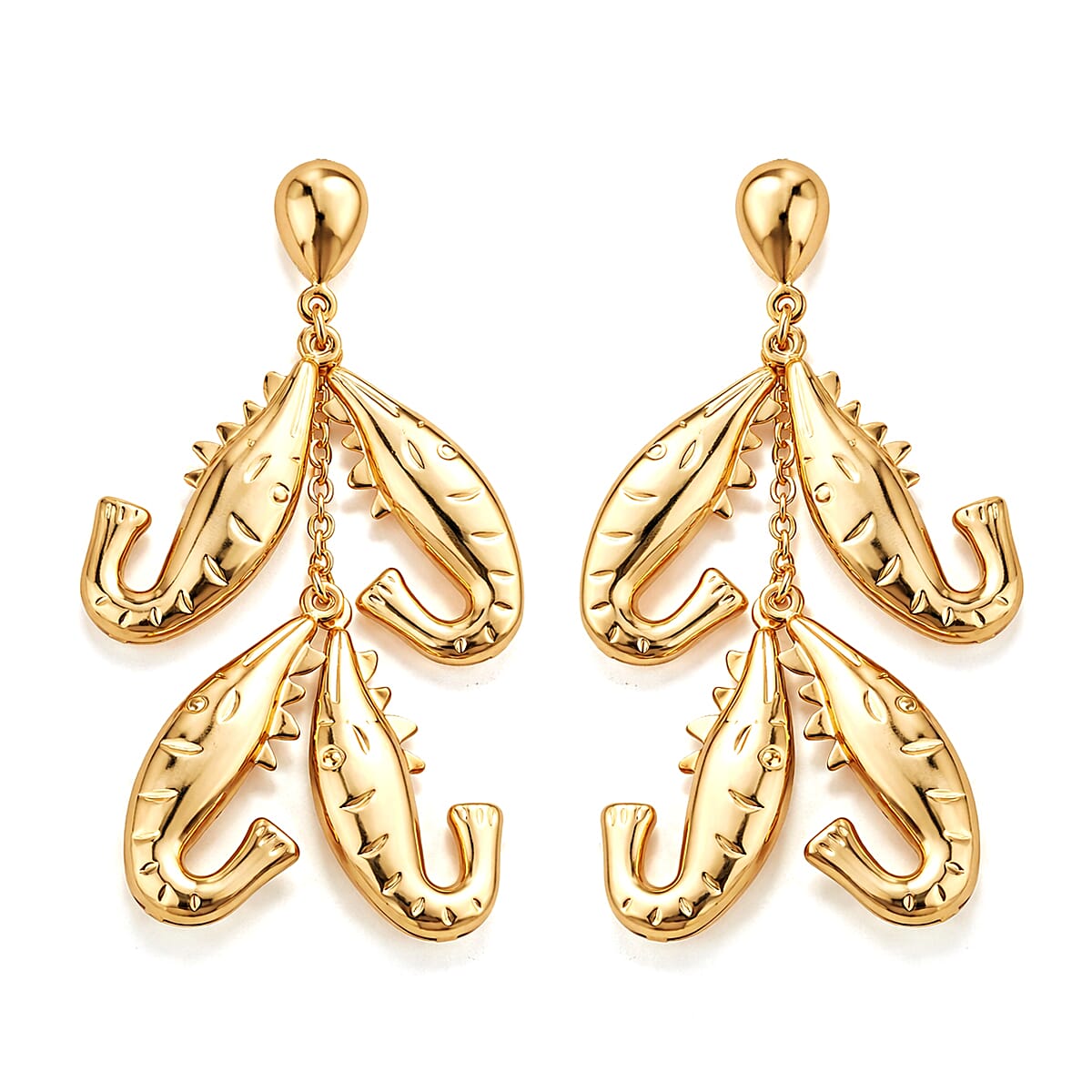 Majestic Golden Octopus Earrings in ION Plated YG Stainless Steel