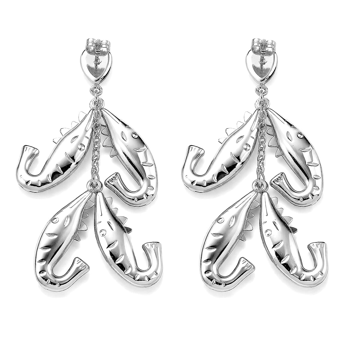 Majestic Golden Octopus Earrings in Stainless Steel image number 3