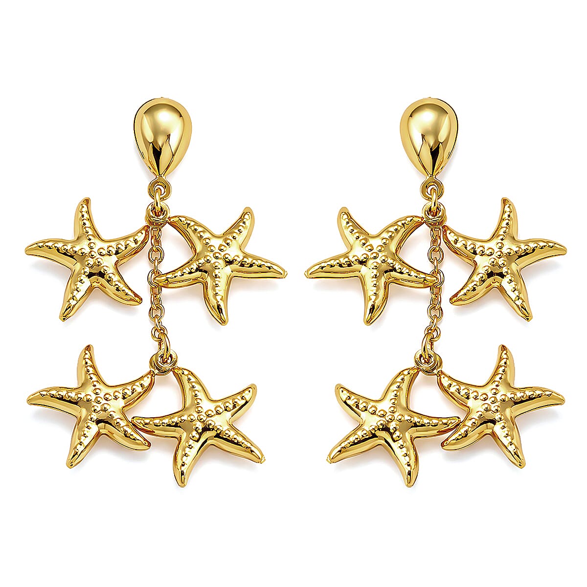 Starfish Harmony Cascade Earrings in ION Plated YG Stainless Steel