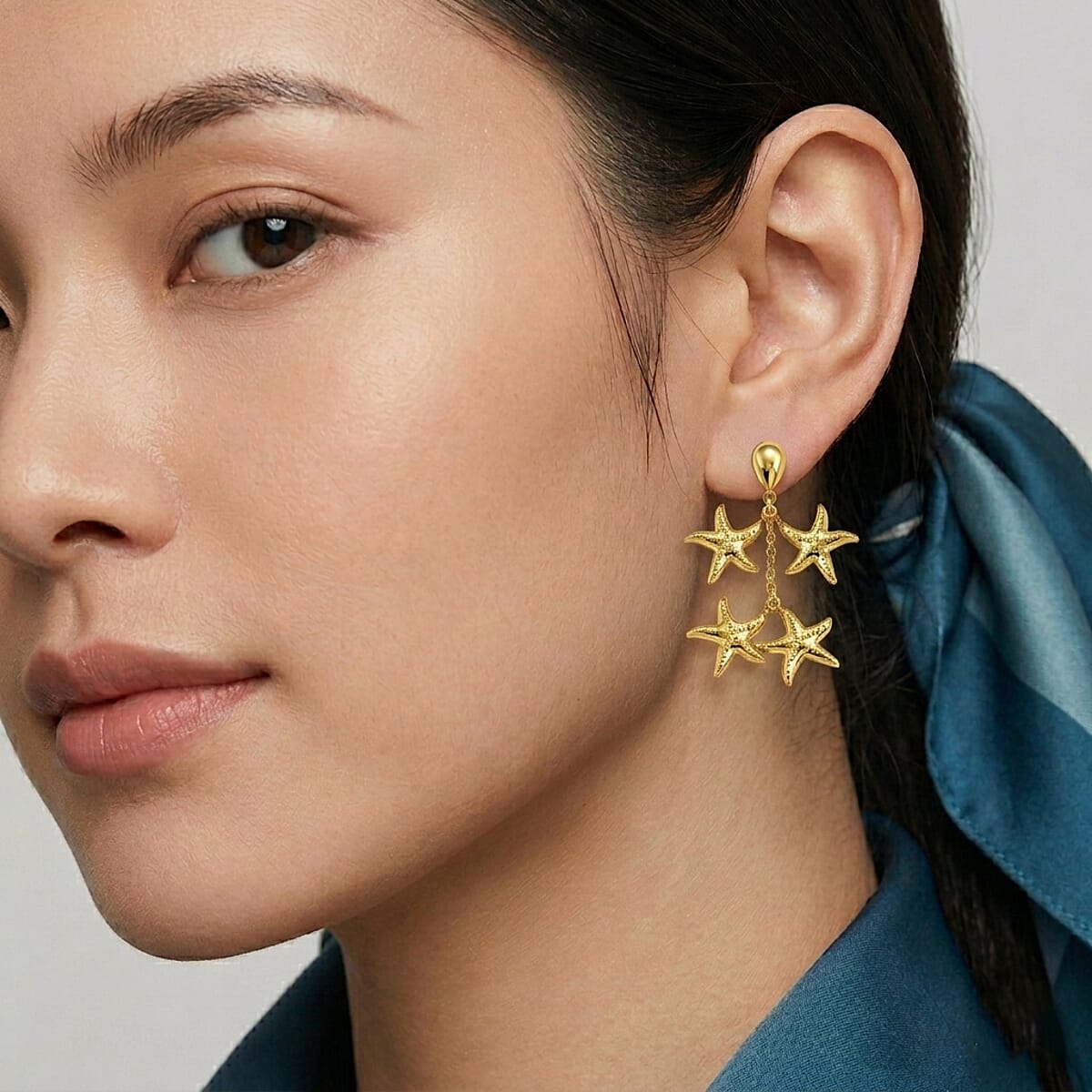 Starfish Harmony Cascade Earrings in ION Plated YG Stainless Steel image number 2