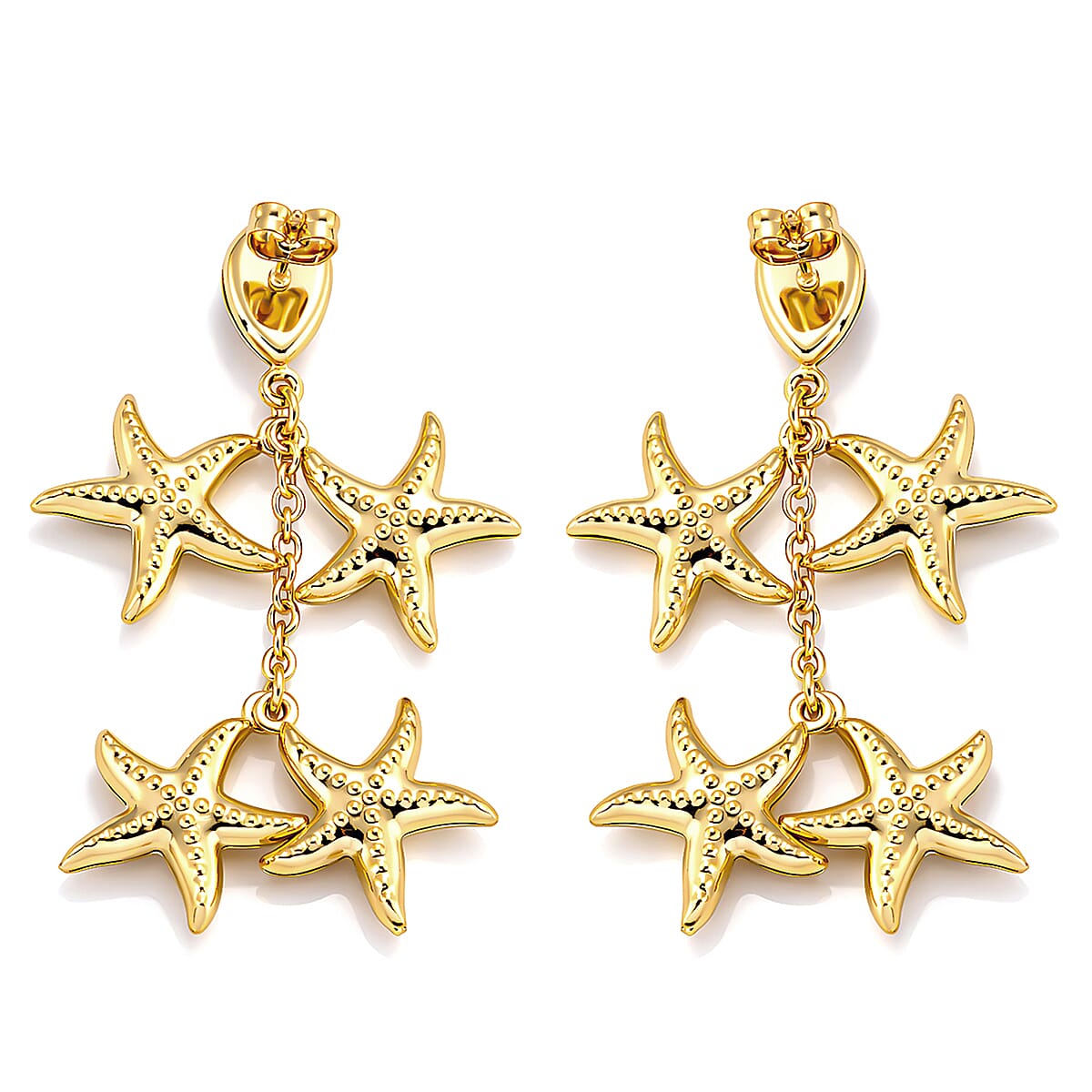 Starfish Harmony Cascade Earrings in ION Plated YG Stainless Steel