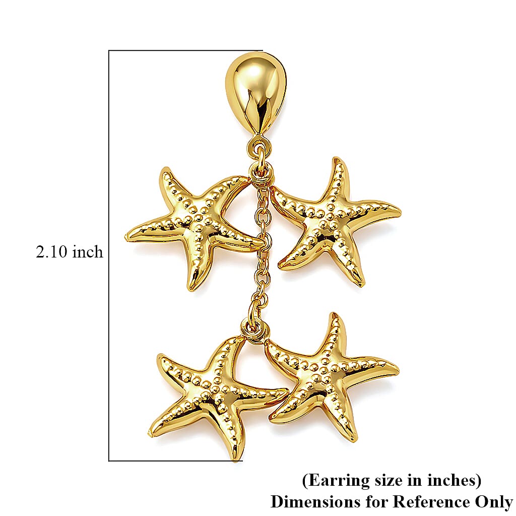 Starfish Harmony Cascade Earrings in ION Plated YG Stainless Steel