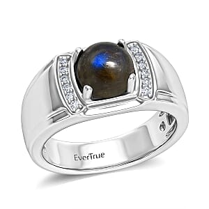 EverTrue Malagasy Labradorite aand White Zircon 2.35 ctw Ring in Platinum Bond (Size 10.0)