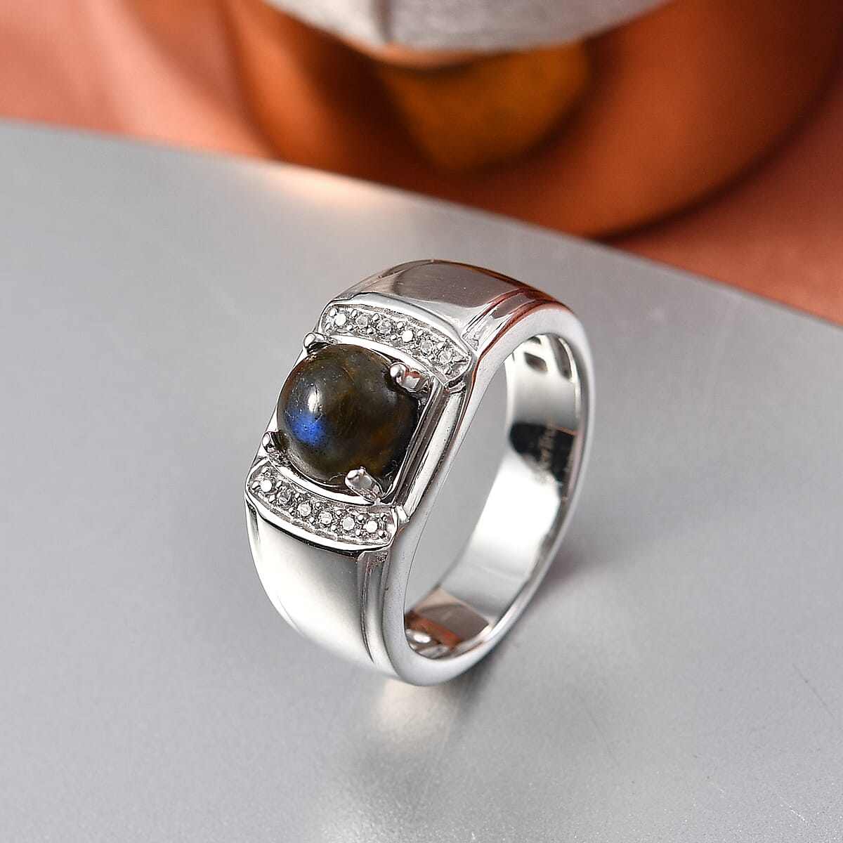 EverTrue Malagasy Labradorite aand White Zircon 2.35 ctw Ring in Platinum Bond (Size 10.0) image number 1