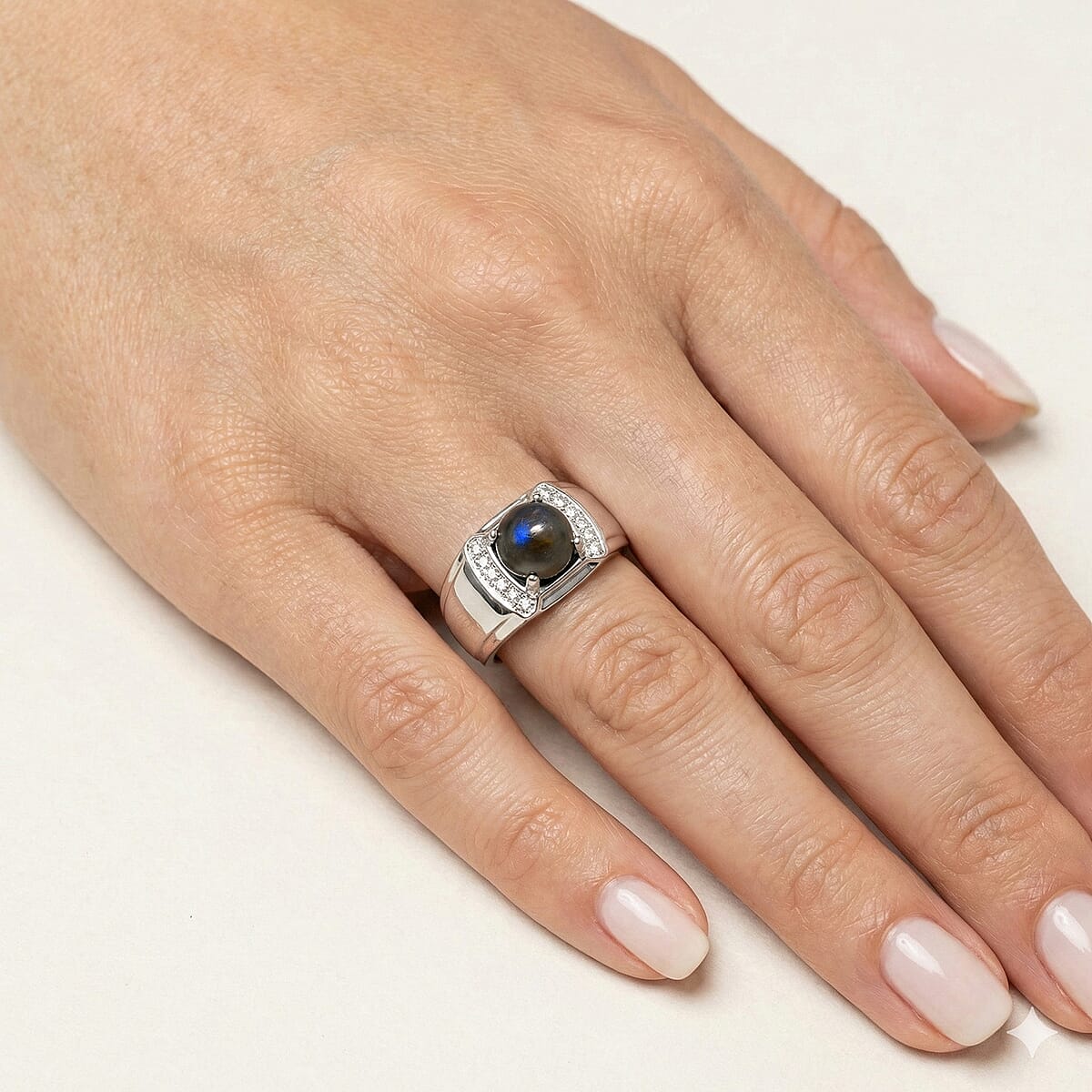 EverTrue Malagasy Labradorite aand White Zircon 2.35 ctw Ring in Platinum Bond (Size 10.0) image number 2