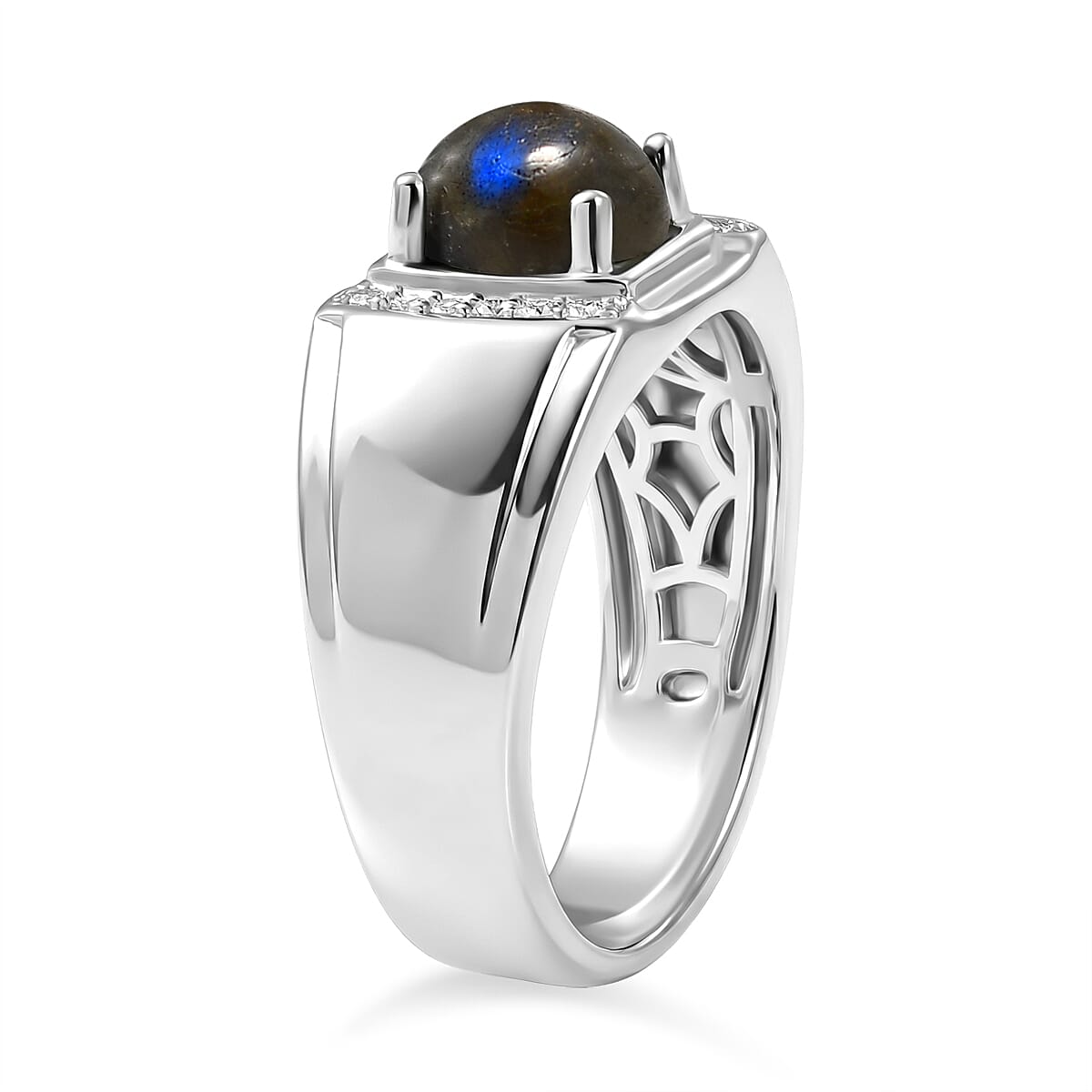 EverTrue Malagasy Labradorite aand White Zircon 2.35 ctw Ring in Platinum Bond (Size 10.0) image number 3