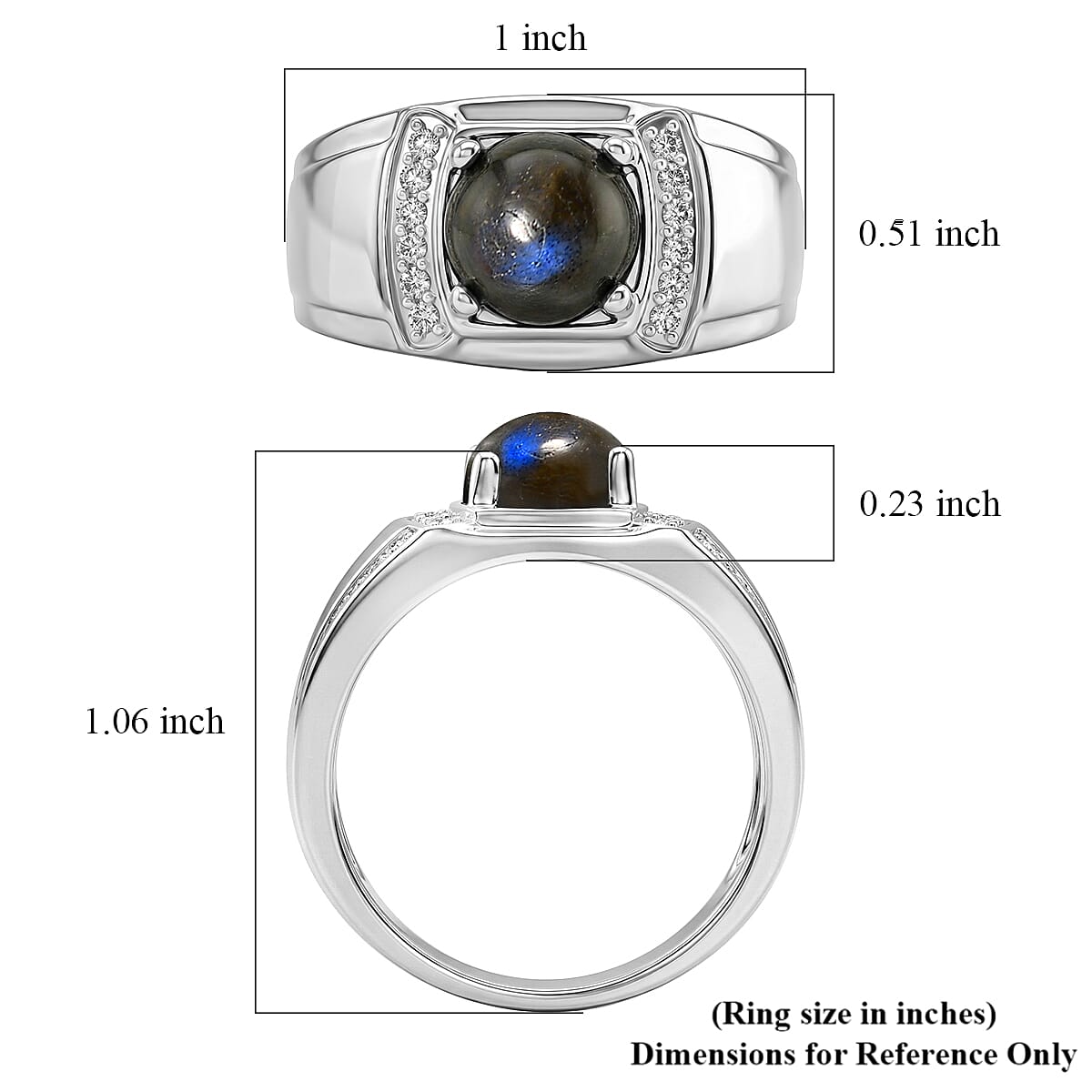 EverTrue Malagasy Labradorite aand White Zircon 2.35 ctw Ring in Platinum Bond (Size 10.0) image number 5