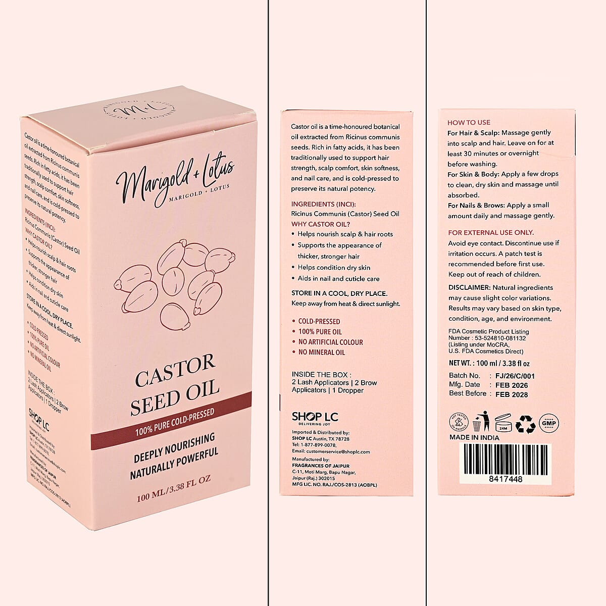 Marigold & Lotus Castor Seed Oil 3.38oz image number 5
