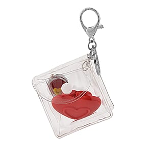 Strada SL68 Quartz Movement Keychain Watch with Cat Charms Strap and Nylon Bracelet with Ceramic Charms in Silvertone (7-7.5In)