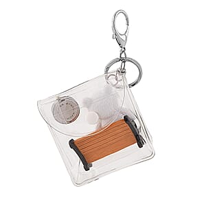 Strada SL68 Quartz Movement Keychain Watch with Bear Charms Strap and Nylon Bracelet with Ceramic Charms (7 7.5In)