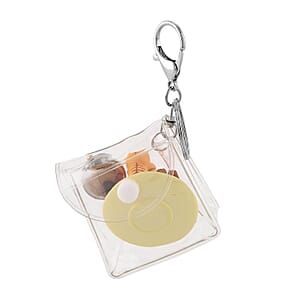 Strada SL68 Quartz Movement Keychain Watch with Cat Charms Strap and Nylon Bracelet with Ceramic Charms in Silvertone (7 7.5In)