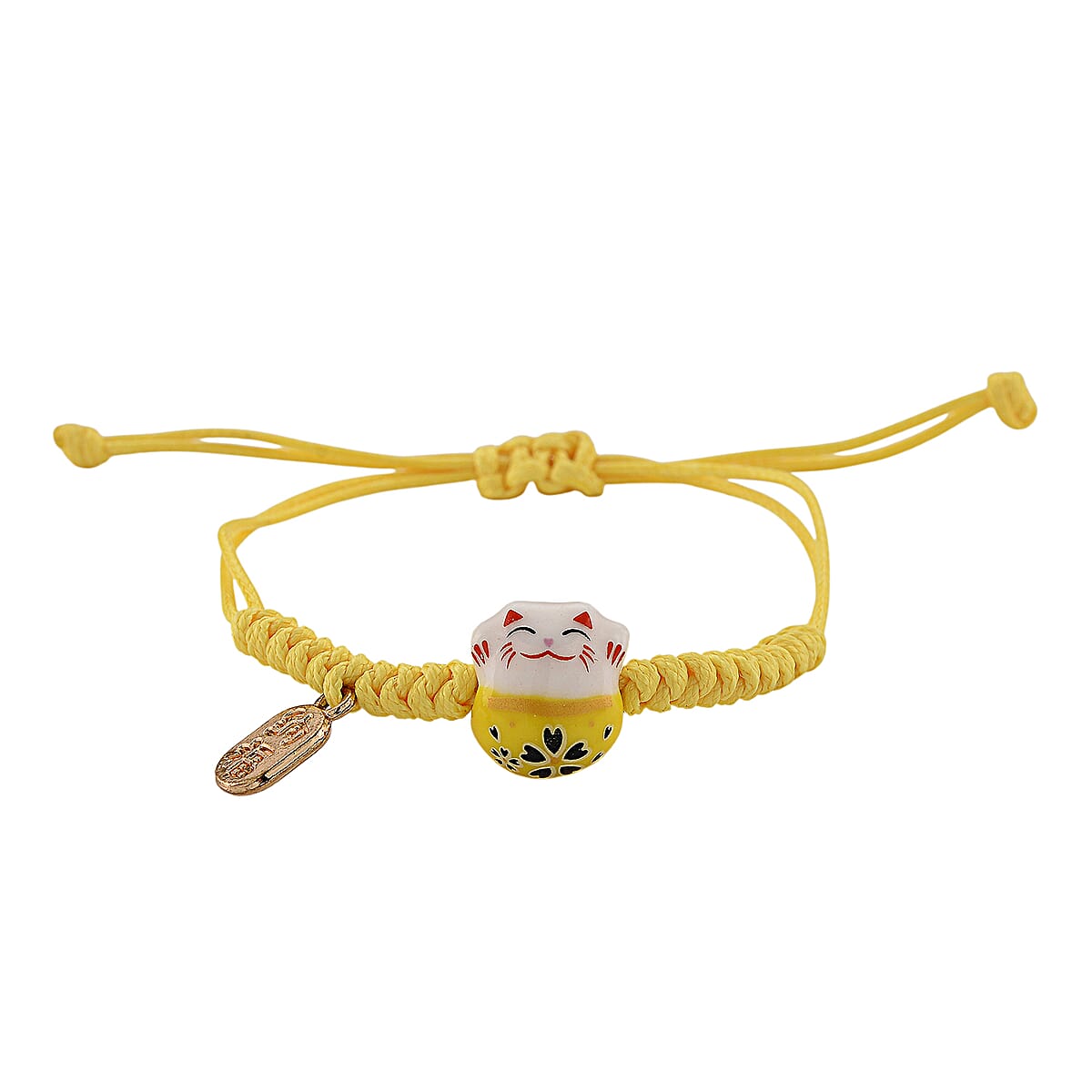 Strada SL68 Quartz Movement Keychain Watch with Cat Charms Strap and Nylon Bracelet with Ceramic Charms in Silvertone (7 7.5In) image number 4