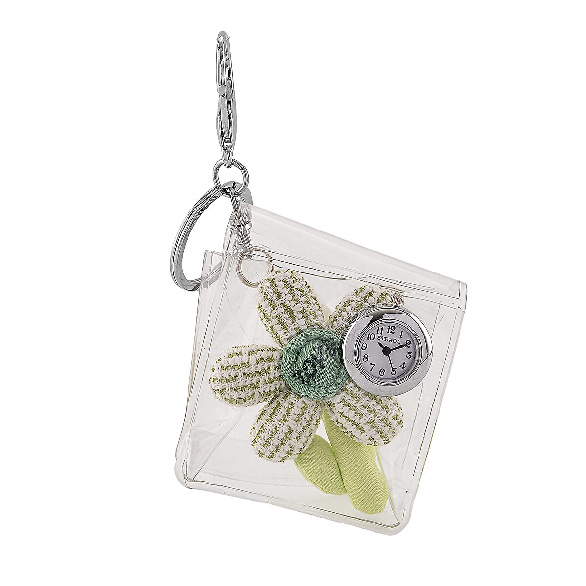 TLV Strada SL68 Quartz Movement Keychain Watch with Flower Charms Strap and Nylon Bracelet with Ceramic Charms (7 7.5In) image number 2