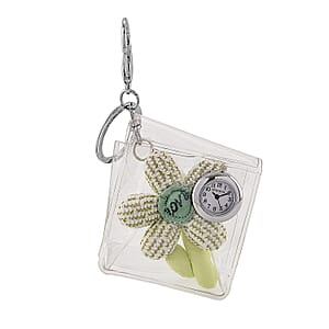 TLV Strada SL68 Quartz Movement Keychain Watch with Flower Charms Strap and Nylon Bracelet with Ceramic Charms (7 7.5In)