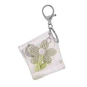 TLV Strada SL68 Quartz Movement Keychain Watch with Flower Charms Strap and Nylon Bracelet with Ceramic Charms (7 7.5In)