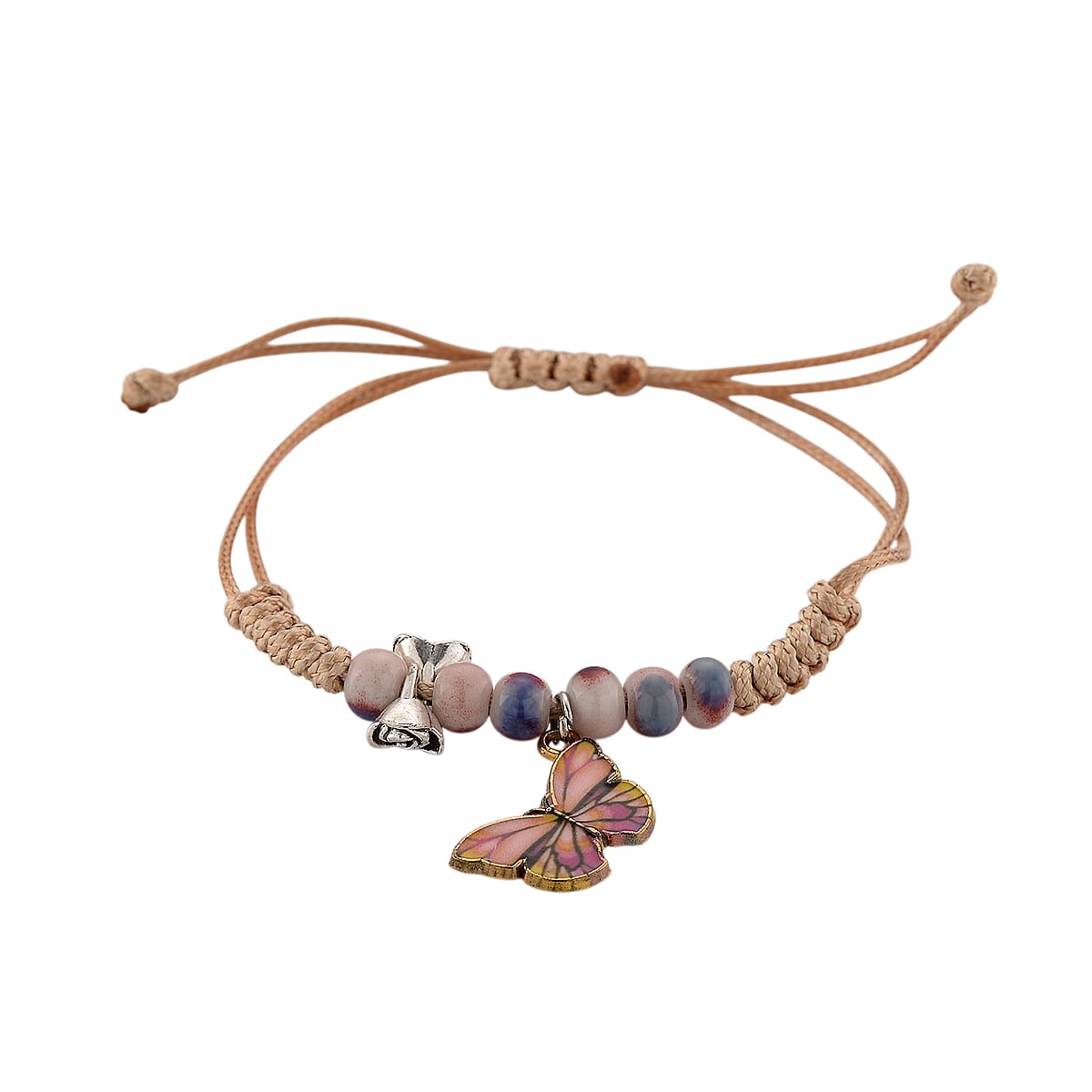 TLV Strada SL68 Quartz Movement Keychain Watch with Dog Charms Strap and Nylon Bracelet with Ceramic Charms in Silvertone (7 7.5In) image number 4