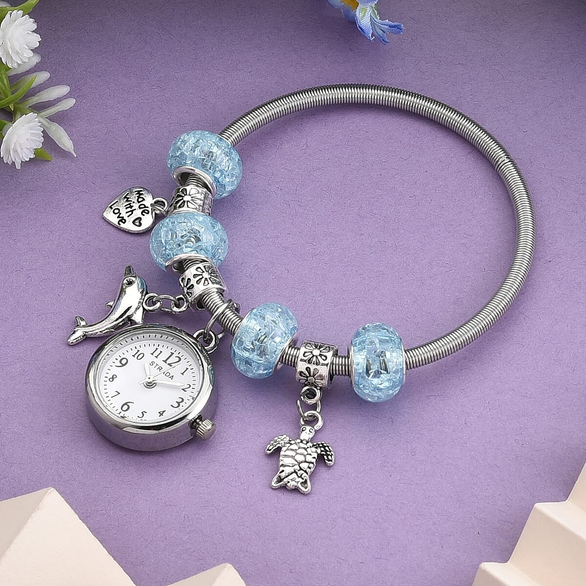 Strada SL68 Quartz Movement Bracelet Watch in Silvertone image number 1