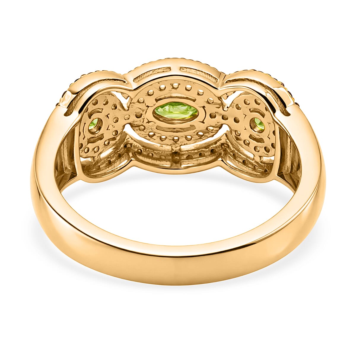 D'Joy Ambanja Demantoid Garnet, Coffee and White Zircon 1.10 ctw Greenfire Regal Ring in 18K Vermeil Yellow Gold Over Sterling Silver (Size 9.0) image number 4