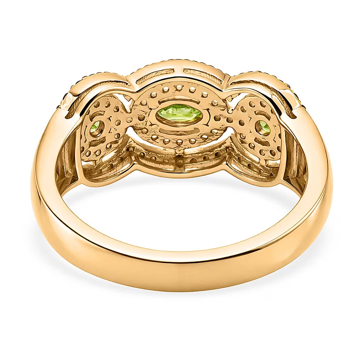 D'Joy Ambanja Demantoid Garnet, Coffee and White Zircon 1.10 ctw Greenfire Regal Ring in 18K Vermeil Yellow Gold Over Sterling Silver (Size 9.0) image number 6