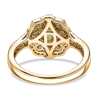 D'Joy Ambanja Demantoid Garnet and Multi Gemstone 1.65 ctw Greenfire Garden Ring in 18K Vermeil Yellow Gold Over Sterling Silver (Size 7.0)
