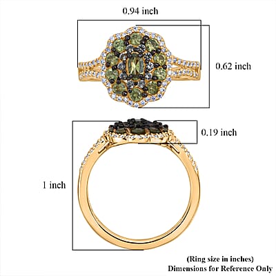D'Joy Ambanja Demantoid Garnet and Multi Gemstone 1.65 ctw Greenfire Garden Ring in 18K Vermeil Yellow Gold Over Sterling Silver (Size 7.0)