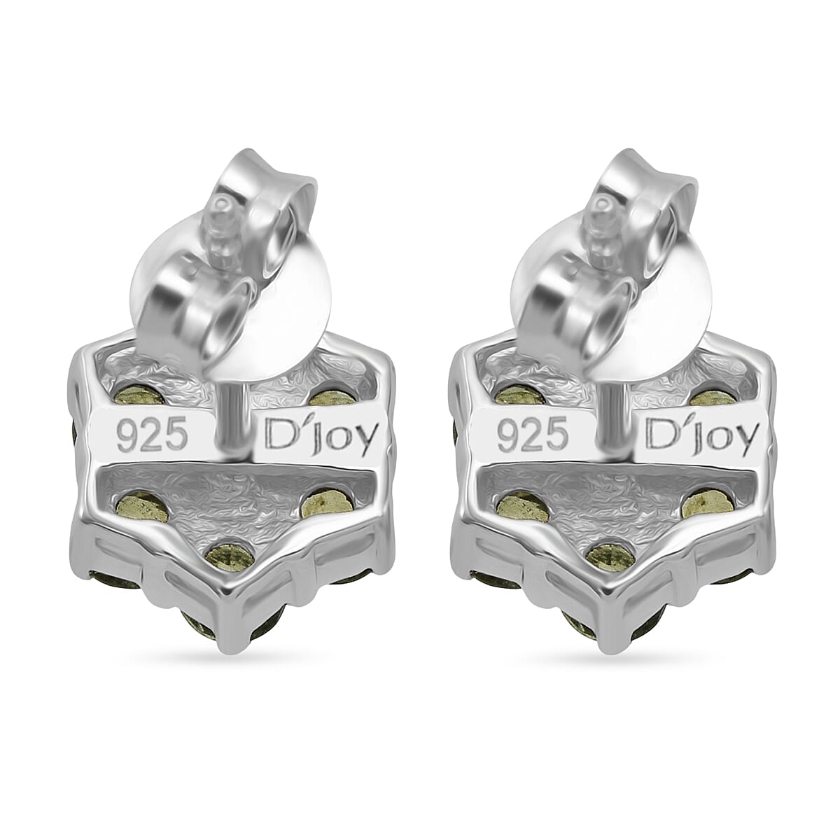 Premium Ambanja Demantoid Garnet and Luxuriant Lab Grown Diamond G-H SI 1.00 ctw Natures Bloom Studs Earrings in Rhodium Over Sterling Silver image number 4