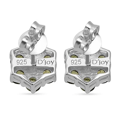 Premium Ambanja Demantoid Garnet and Luxuriant Lab Grown Diamond G-H SI 1.00 ctw Natures Bloom Studs Earrings in Rhodium Over Sterling Silver