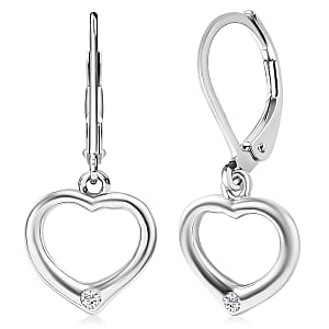 Valentine Special Deal EverTrue Moissanite Heart Earrings in Platinum Bond