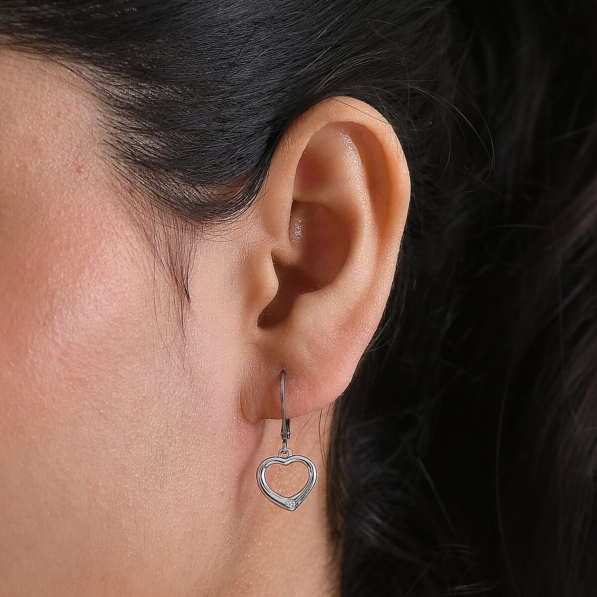 EverTrue Moissanite Earrings in Platinum Bond image number 2