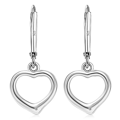 EverTrue Moissanite Heart Earrings in Platinum Bond