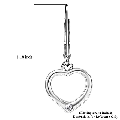 EverTrue Moissanite Heart Earrings in Platinum Bond