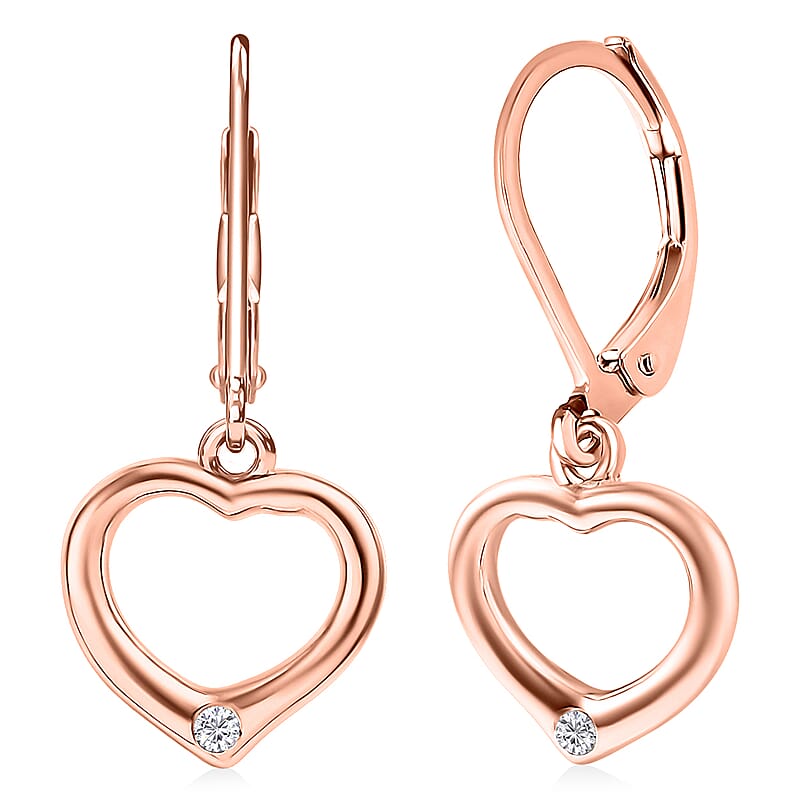 EverTrue Moissanite Heart Earrings in 18K RG Plated