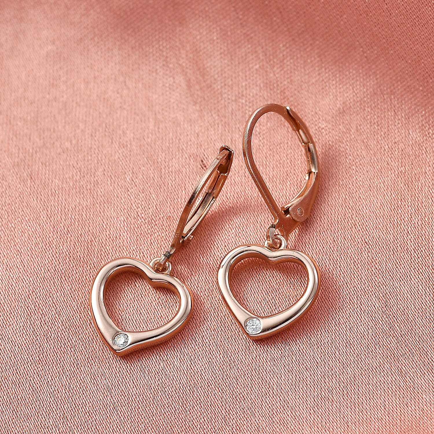 EverTrue Moissanite Heart Earrings in 18K RG Plated