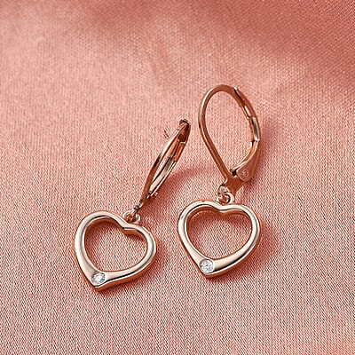 EverTrue Moissanite Heart Earrings in 18K RG Plated
