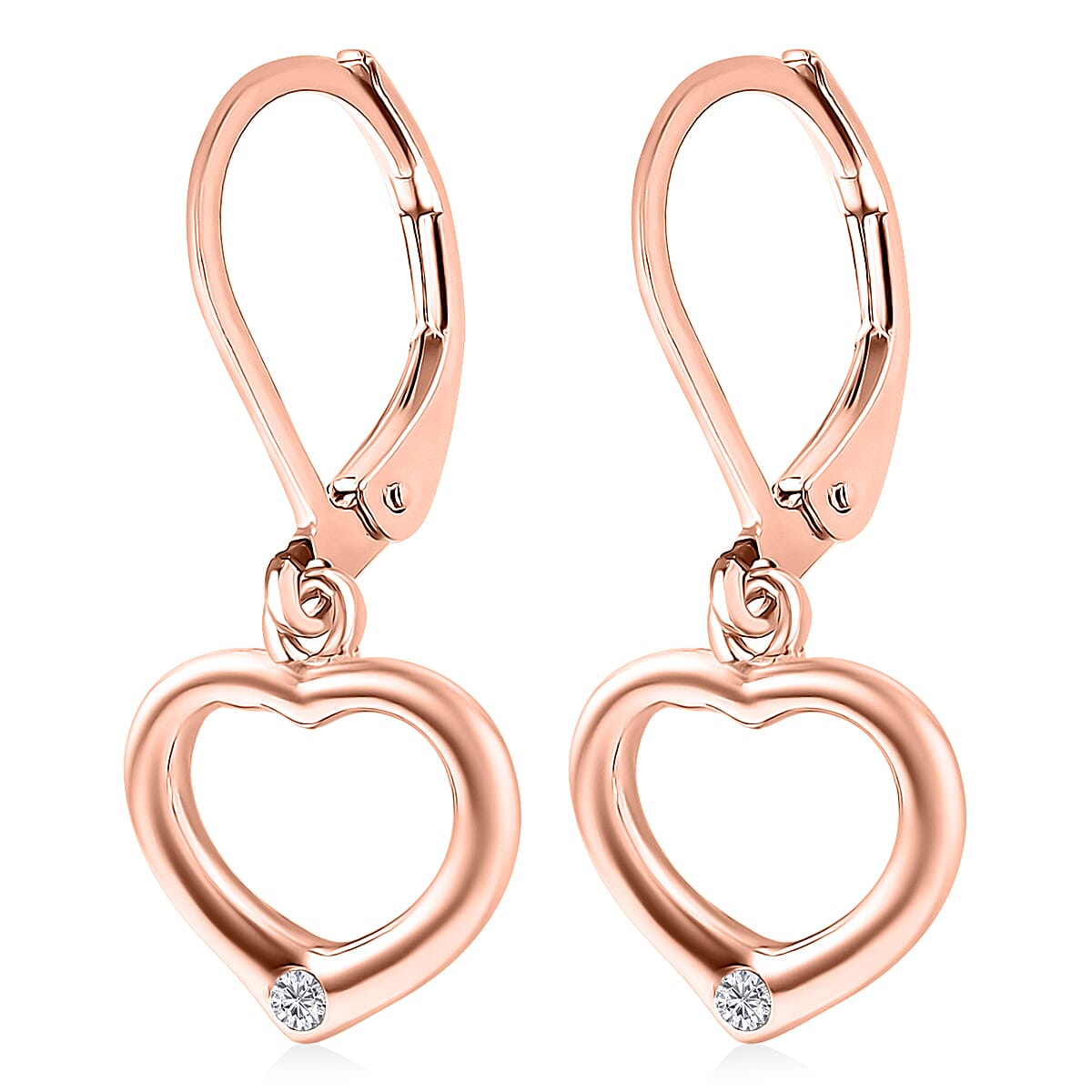 EverTrue Moissanite Heart Earrings in 18K RG Plated